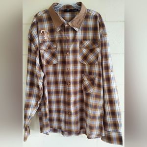 Men's Red Ape 5XL Western Plaid Button Up
